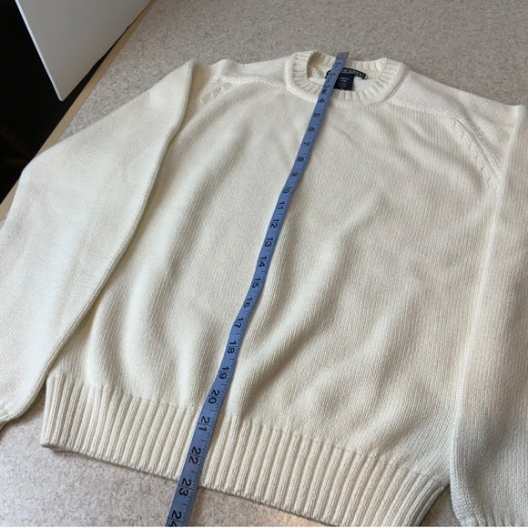 Lands’ End Petite Cream Cotton Sweater - Picture 3 of 10